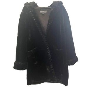 Marvin Richards Faux Fur Leather Accent Eye Hook Hooded Winter Coat Size XL